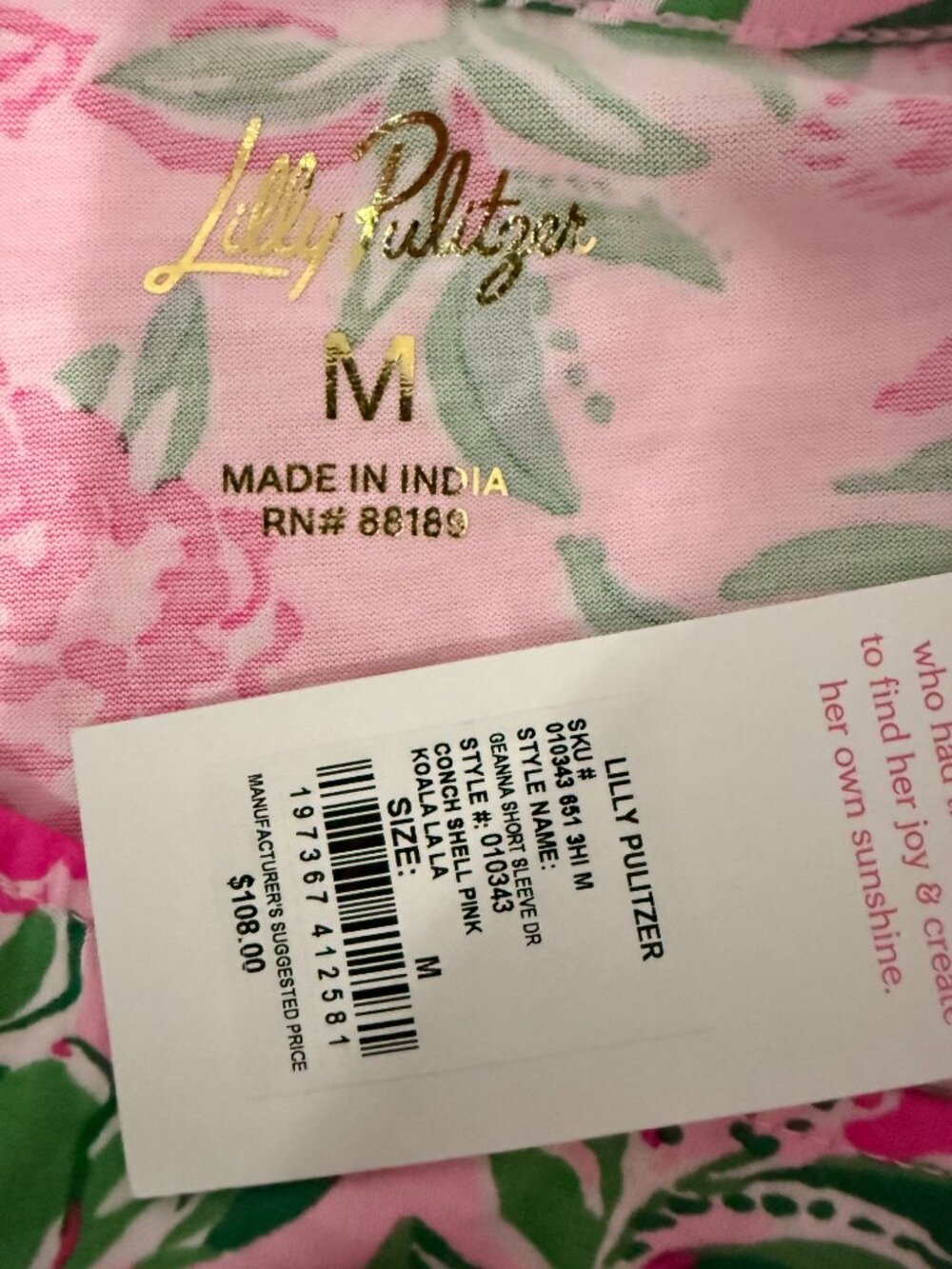 NWT Lilly Pulitzer Geanna Floral Tiered Cotton Dress Pink Green Size M - Picture 14 of 14